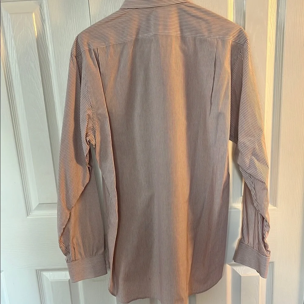 Burberry Brown Casual Button Down Shirt with Stripes 15-34 USA vintage 80 - Picture 4 of 12